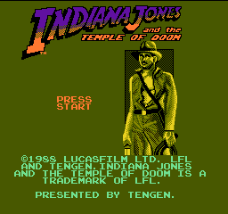 Indiana Jones and the Temple of Doom (USA) (Unl) Title Screen